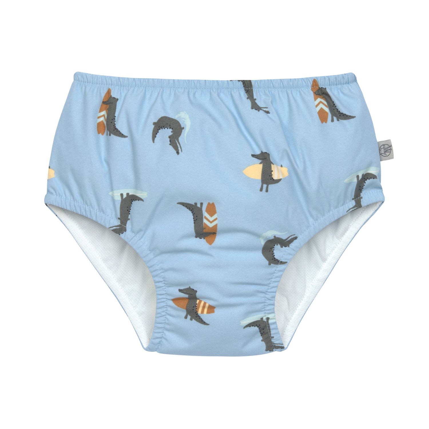 Die blaue Baby Schwimmwindel mit Crocodile Print bietet eine schöne und umweltfreundliche Alternative zur Einwegwindel. Ihr saugfähiges Innenfutter hält die Kinderhaut trocken und größere Missgeschicke im Wasser auf. Geeignet von 3 Monaten bis 3 Jahren.