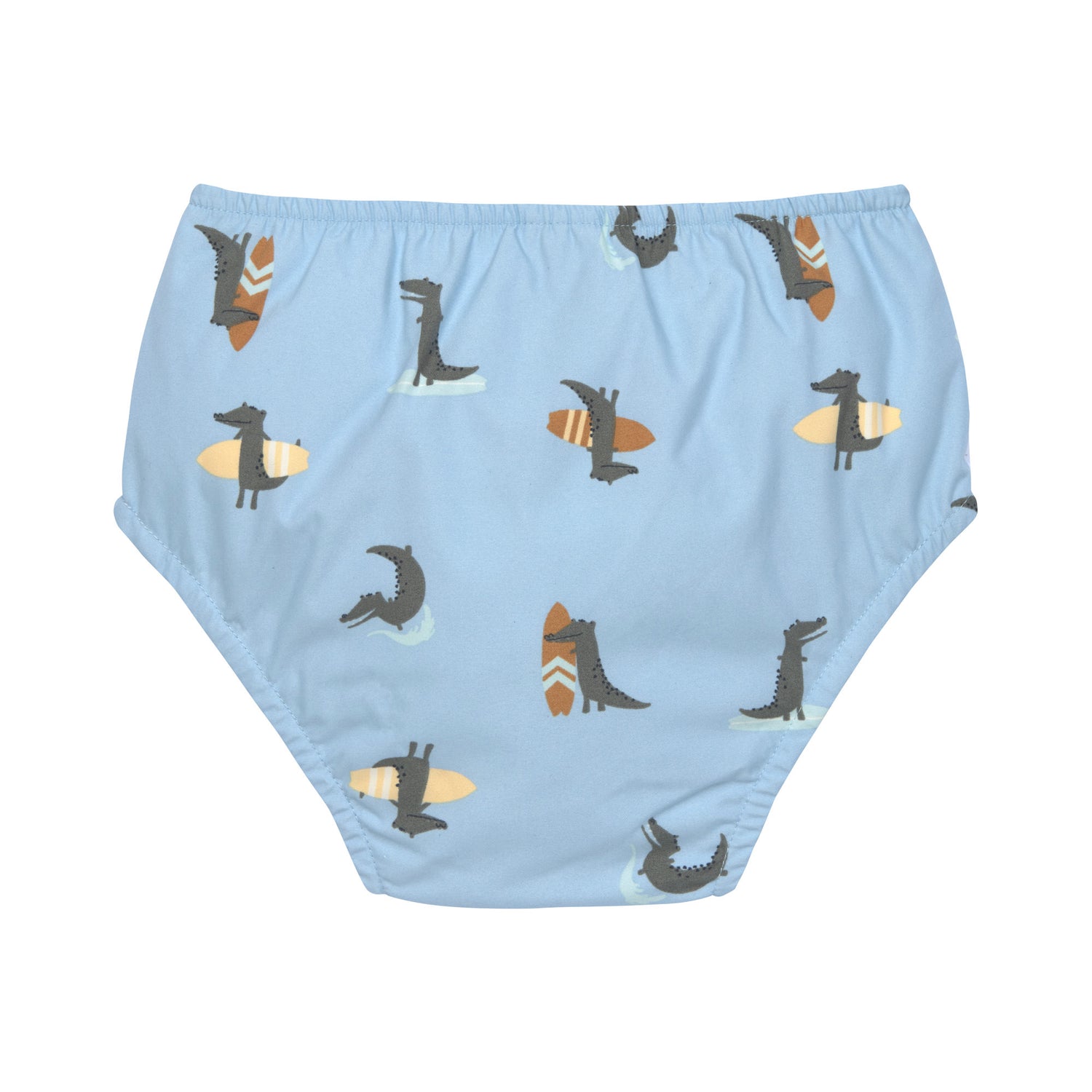 Die blaue Baby Schwimmwindel mit Crocodile Print bietet eine schöne und umweltfreundliche Alternative zur Einwegwindel. Ihr saugfähiges Innenfutter hält die Kinderhaut trocken und größere Missgeschicke im Wasser auf. Geeignet von 3 Monaten bis 3 Jahren.