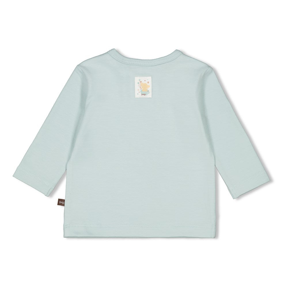 hellblaues Langarmshirt mit dezentem Aufdruck