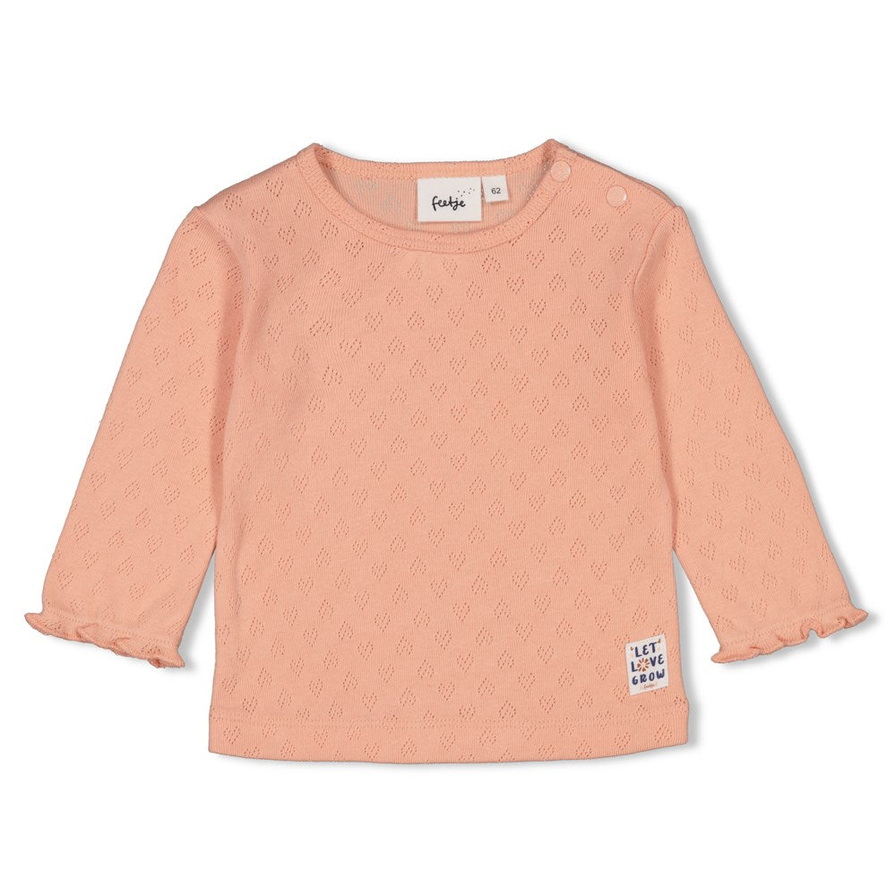 rosa langarm Shirt mit Herzen