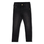 schwarze Jeans mit verstellbaren Bund