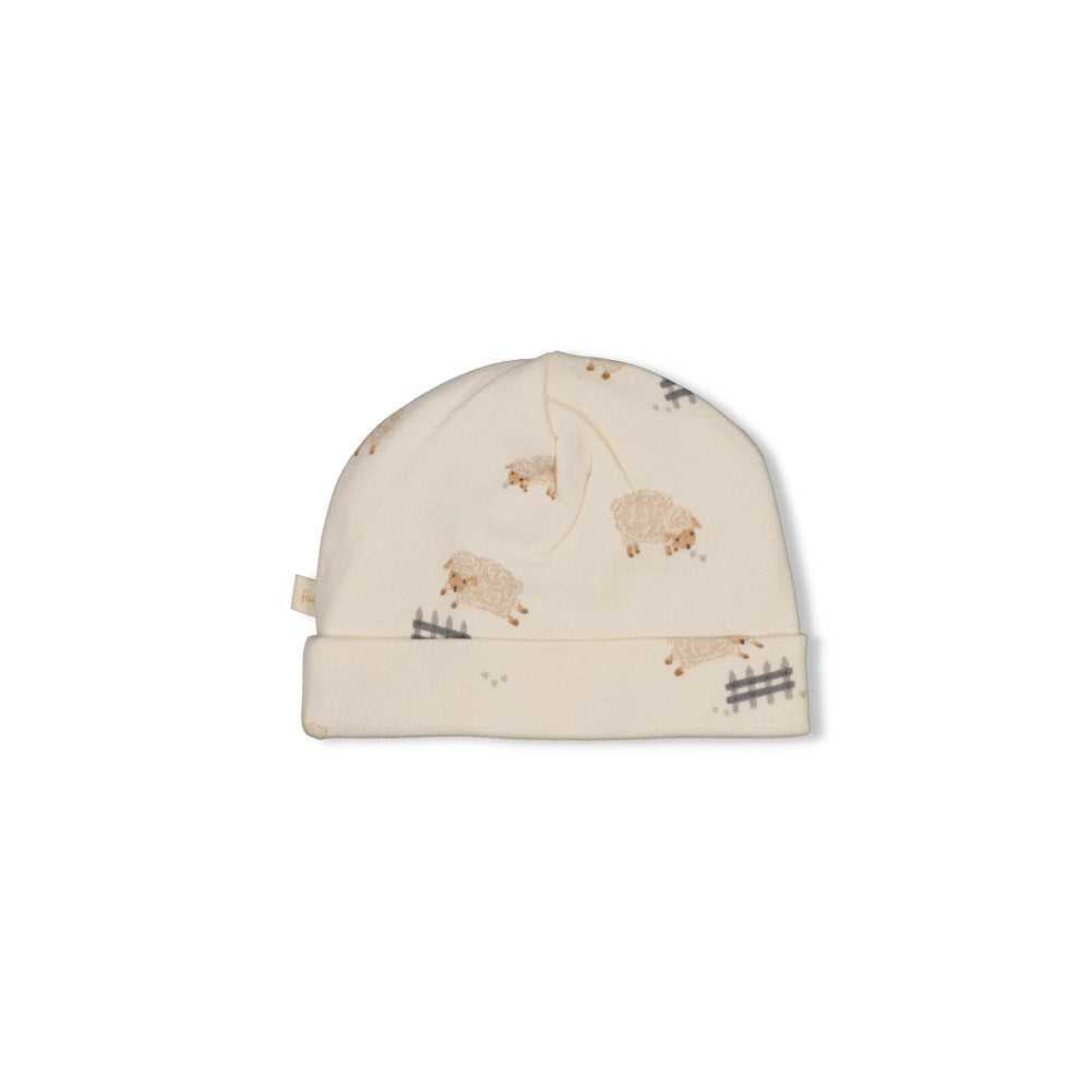 Diese Mütze aus der Sleepy Sheepy Kollektion von Feetje besticht durch ihren niedlichen Schaf-Print und sorgt für einen charmanten Look.