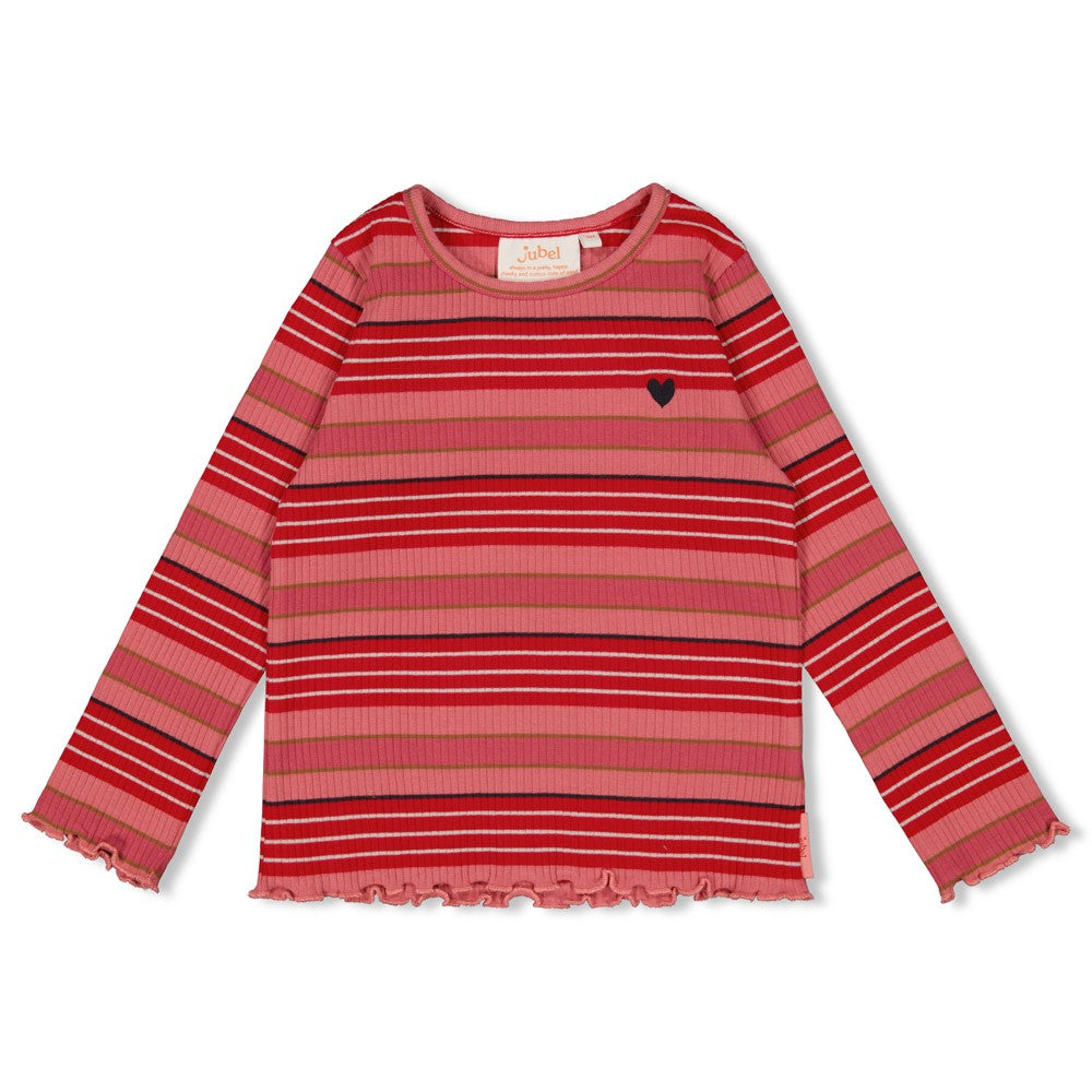 Das gerippte Langarmshirt mit rosa-roten Streifen aus der Queen Of Hearts Kollektion von Jubel bietet dir Komfort und einen charmanten Look für jeden Tag.