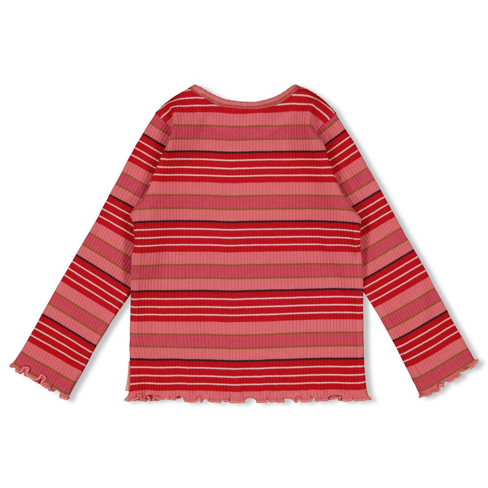 Das gerippte Langarmshirt mit rosa-roten Streifen aus der Queen Of Hearts Kollektion von Jubel bietet dir Komfort und einen charmanten Look für jeden Tag.