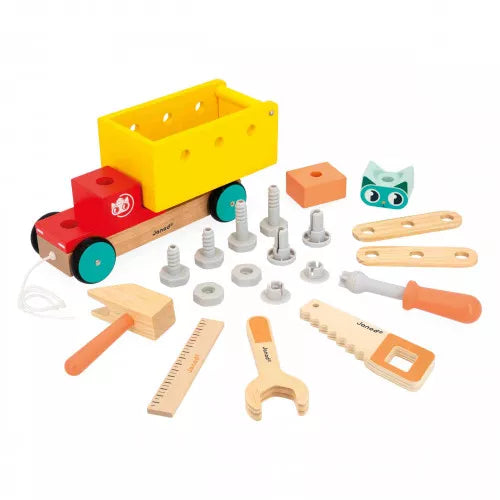 Beschreibung
Platz da für das Nachziehspielzeug der kleinen Handwerker! Mit diesem Handwerker-Laster zum Herumfahren entwickeln Kinder ab 2 Jahren spielerisch Fein- und Grobmotorik!