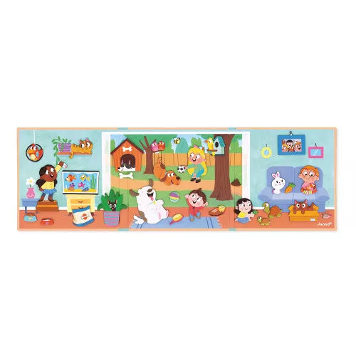 Beschreibung
Dieses Magnetspiel besteht aus 30 bunten Magneten und einer illustrierten magnetischen Kulisse. Mit diesem Magnetspiel können Kinder ihre eigenen Geschichten und Szenarien in einem Haus voller Leben realisieren.