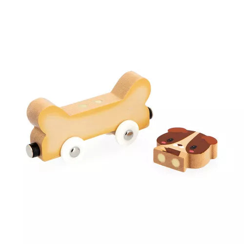 Beschreibung
Auf dem Bauernhof ist was los! Die Autos und Tiere aus Holz dieses Magnetspiels versprechen rasante Rennen für Babys ab 18 Monaten. Dieses Spielzeug fördert die motorischen Fähigkeiten, die Vorstellungskraft und das logische Denkvermögen von Kindern. Auf dem Bauernhof fahren kleine und große Tiere gerne Wettrennen!
Dieses Magnetspielzeug besteht aus 3 Autos (Karotte, Knochen und Käse) und 3 Holzfiguren (Hase, Hund und Maus). Babys können ihr logisches Denkvermögen trainieren, indem sie jedes
