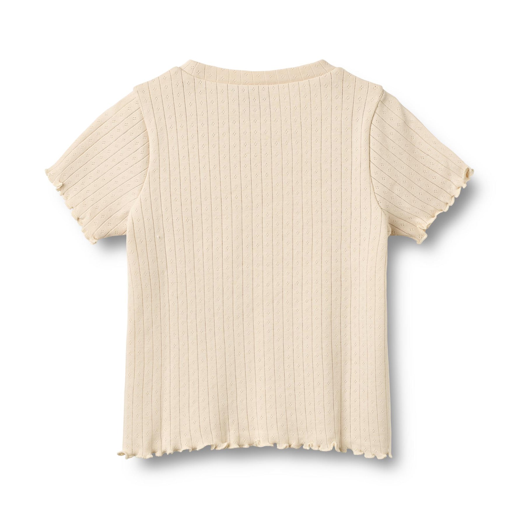 Klassisches Rip-T-Shirt von WHEAT mit kurzen Ärmeln in warmem Weizenton. Das Irene besticht durch seine zeitlose Silhouette und die hochwertige Verarbeitung. Die gerippte Struktur sorgt für optimale Passform und Tragekomfort.
