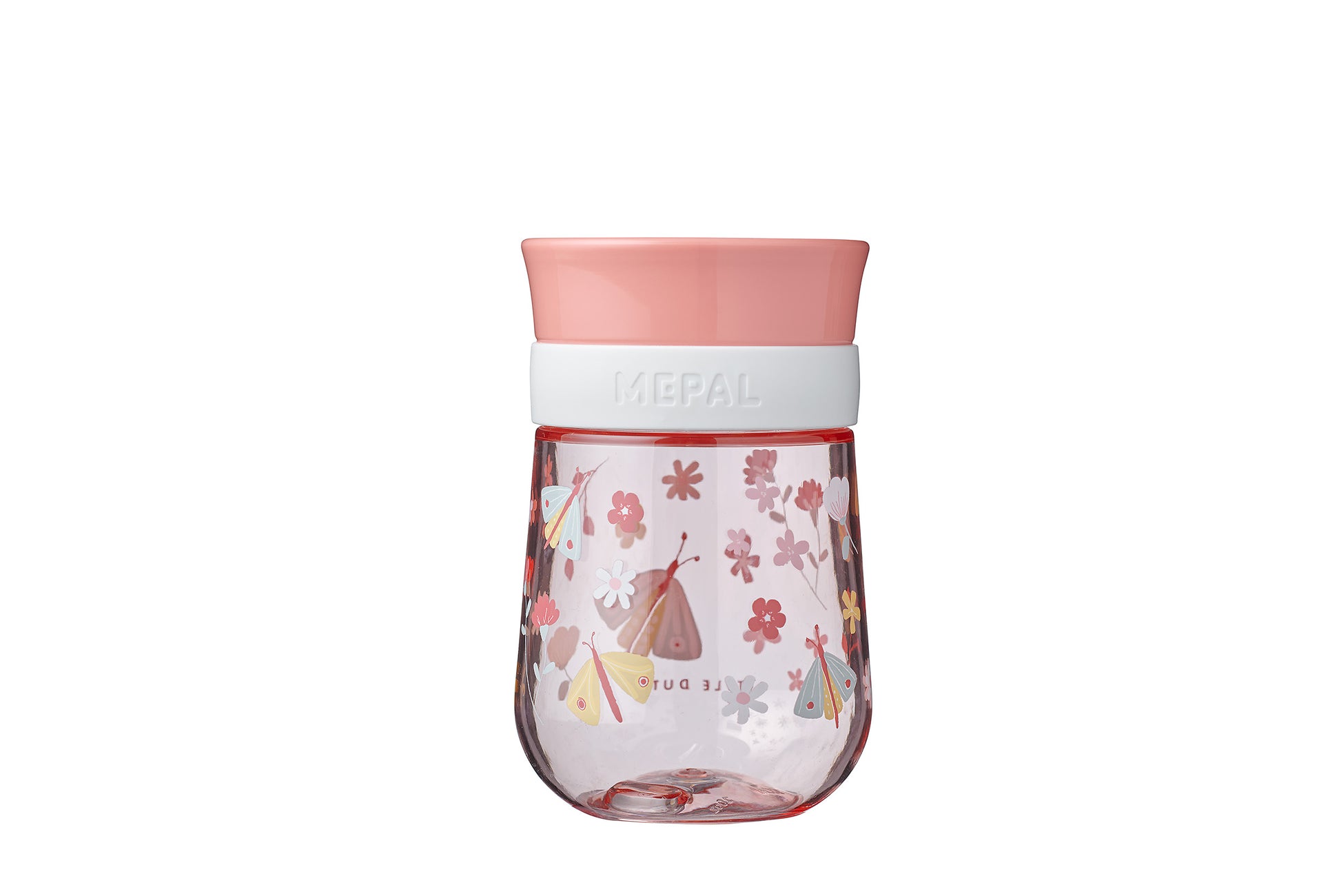 Der Mepal Mio-Lernbecher im Design Flowers &amp; Butterflies von Little Dutch regt das Selbst-Trinken an. Aus dem Becher lässt sich zwar wie aus einem echten Glas trinken, aber der durchdachte Deckel sorgt dafür, dass der Inhalt beim Trinken nicht auf einmal herauskommt. Zudem ist der Lernbecher auslaufsicher verschließbar, robust und stoßfest. Dieser Trinklernbecher ist der letzte Schritt zum Trinken aus einem richtigen Trinkbecher und geeignet für Kinder ab 9 Monaten.
