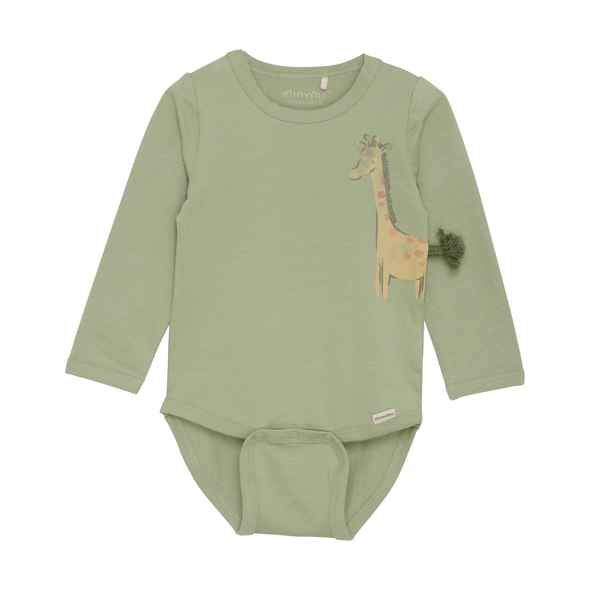 Halten Sie Ihr Baby warm und bequem mit diesem langarmigen Body in lebendigem Grün mit niedlichem Giraffenmuster. Der perfekte Begleiter für den Alltag, aus weicher Baumwolle für eine sanfte Berührung auf der Haut Ihres Babys.