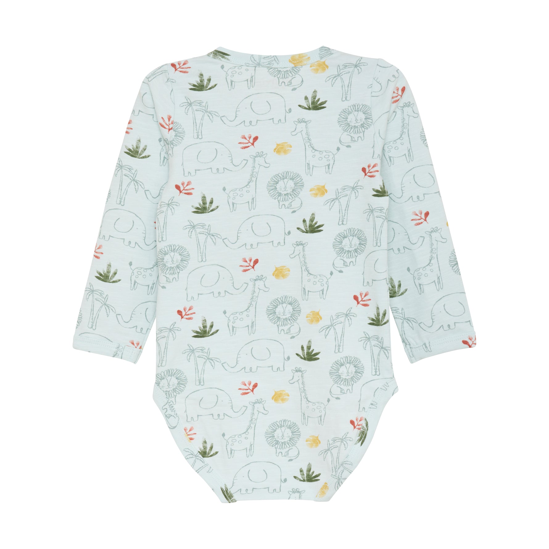 Dieser hellblaue langarm Body ist ein absolutes Must-Have für Babys mit seinem Safari-Print. Hochwertige Qualität und ein angenehmes Tragegefühl machen ihn zum idealen Begleiter für den Alltag. Der allover Print sorgt für einen verspielten Look und hält dein Baby stets im Trend.