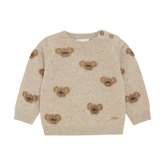 Dieser Pullover ist aus weichem Strick und verfügt über ein niedliches Bärenmotiv. Hergestellt aus hochwertigen Materialien sorgt er für ein angenehmes Tragegefühl und hält warm. Perfekt für gemütliche Tage zuhause oder einen Spaziergang an kühlen Tagen.