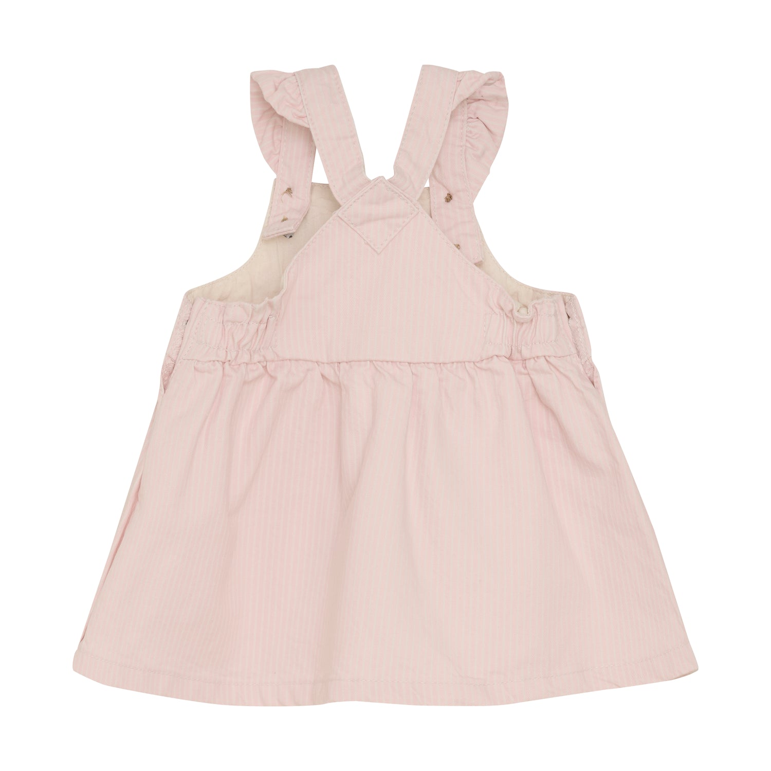 Dieses Kleid von MINYMO besticht durch sein zartes Rosa und die eleganten weißen Streifen, die jedem Auftritt eine frische und stilvolle Note verleihen.