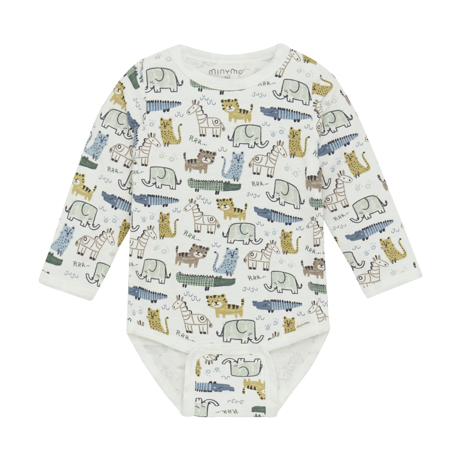 Der MINYMO-Body zeigt sich mit einem verspielten Tiermuster, das Freude macht.