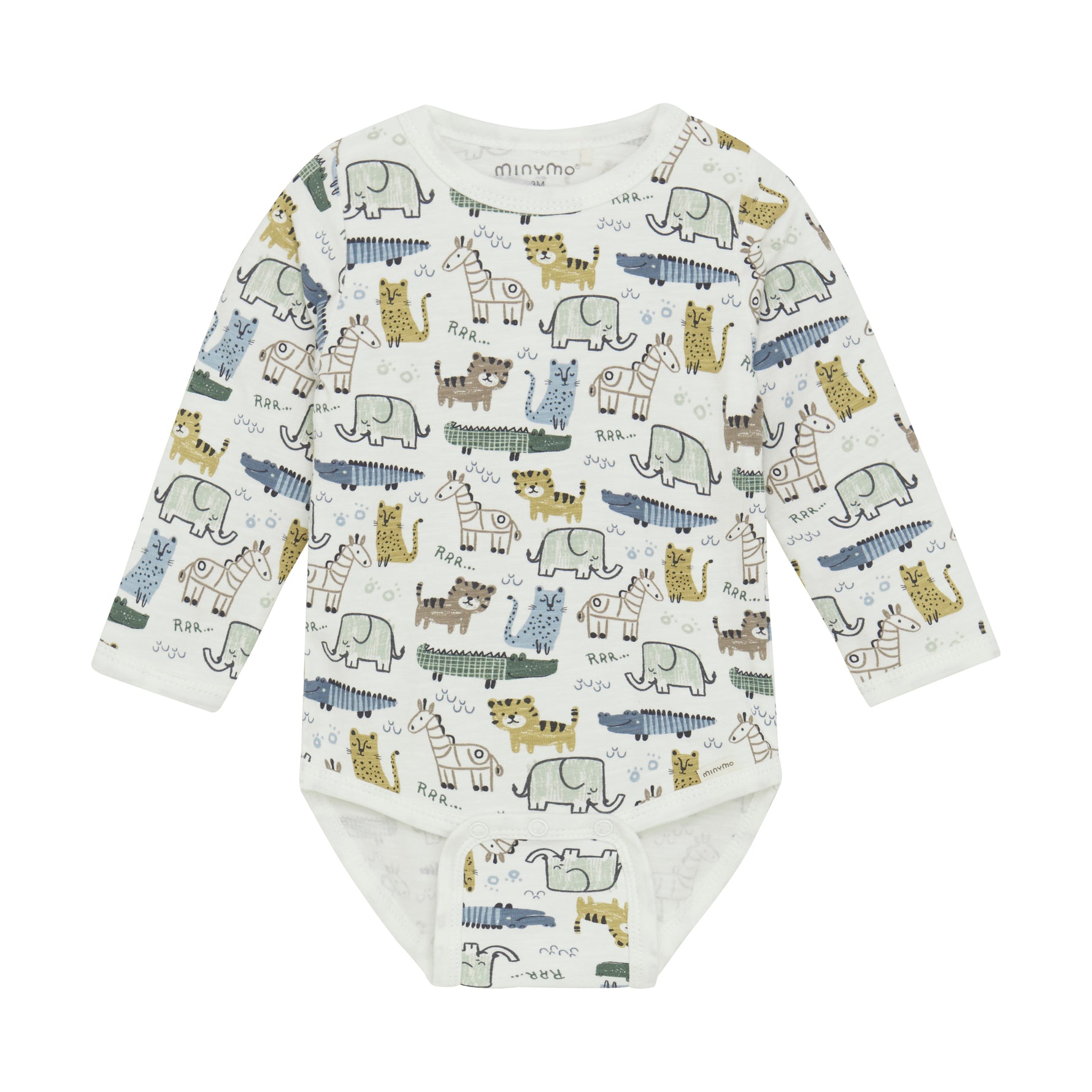 Der MINYMO-Body zeigt sich mit einem verspielten Tiermuster, das Freude macht.