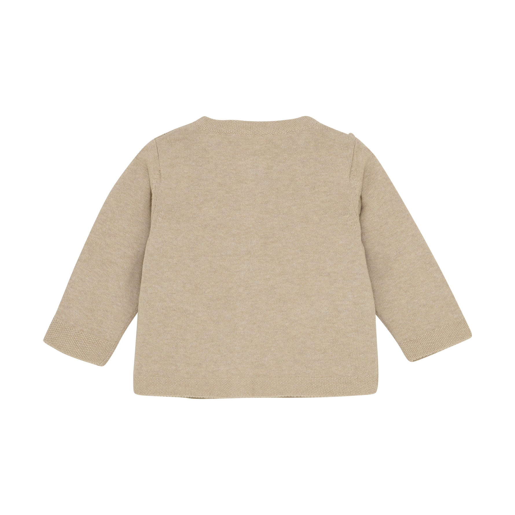 Der beige Cardigan von MINYMO besticht durch seine sorgfältig gearbeiteten Blumenverzierungen und verbindet zeitloses Design mit liebevollen Details.