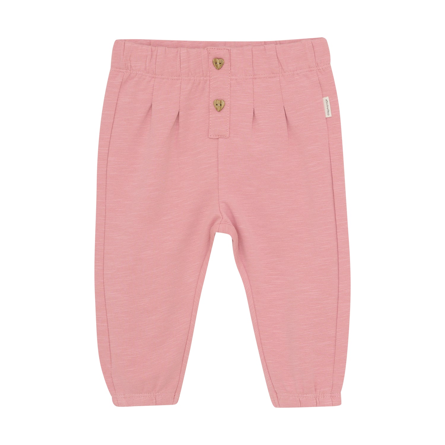 Diese rosa Sweatpants von MINYMO bestechen durch ihre charmanten, herzförmigen Knöpfe und bieten zugleich hohen Tragekomfort für jeden Tag.