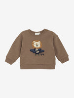 Dieses braune Sweatshirt von MINYMO besticht durch einen ansprechenden Löwen-Print und bietet zugleich hohen Tragekomfort.