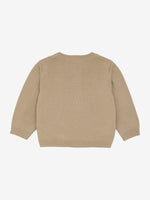 Eleganter beiger Cardigan von MINYMO, verziert mit dezenten, kleinen Löwenmotiven.