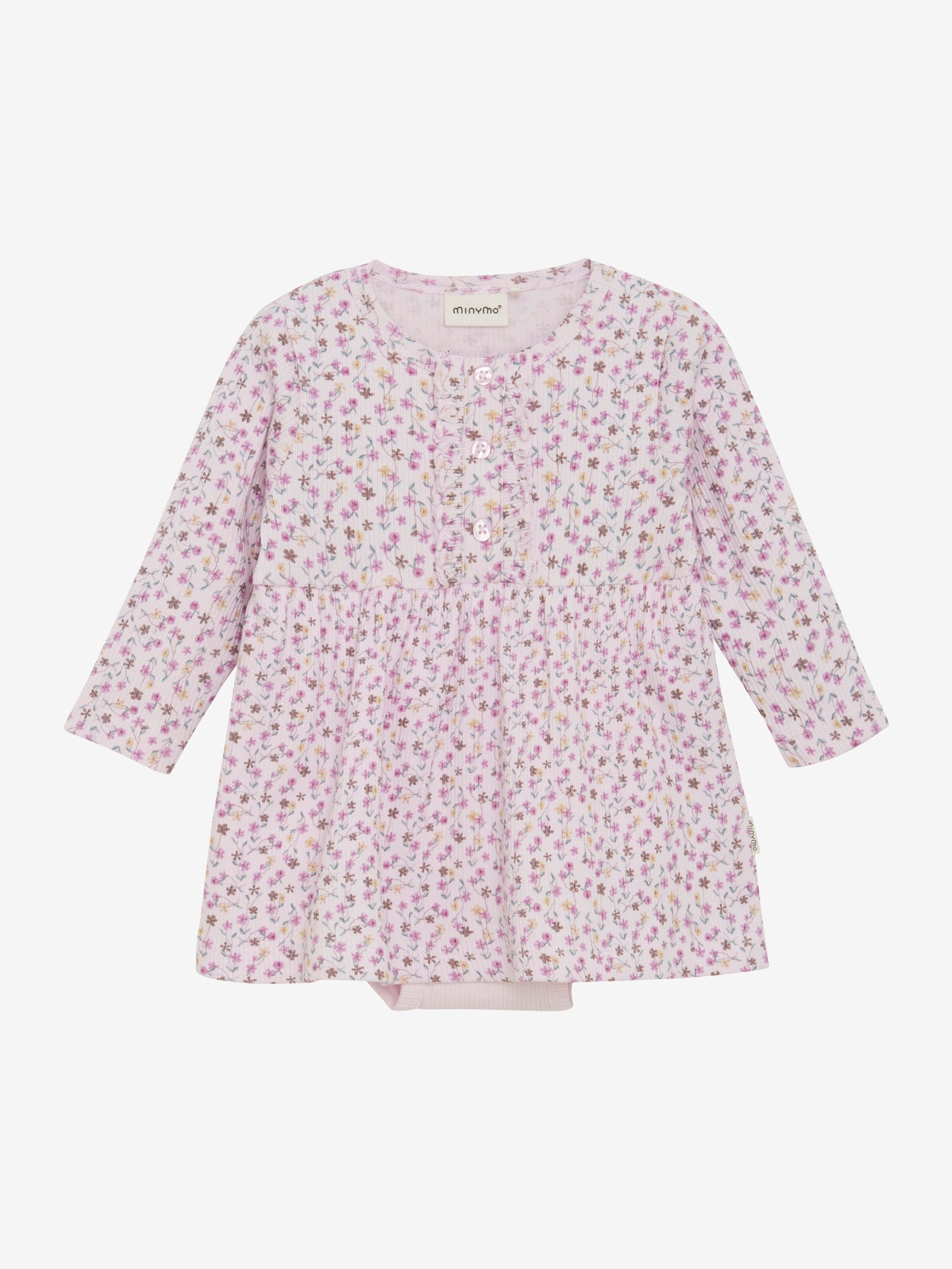 Dieses elegante rosa Kleid von MINYMO besticht durch ein durchgängiges florales Muster, das einen stilvollen und femininen Look verleiht.