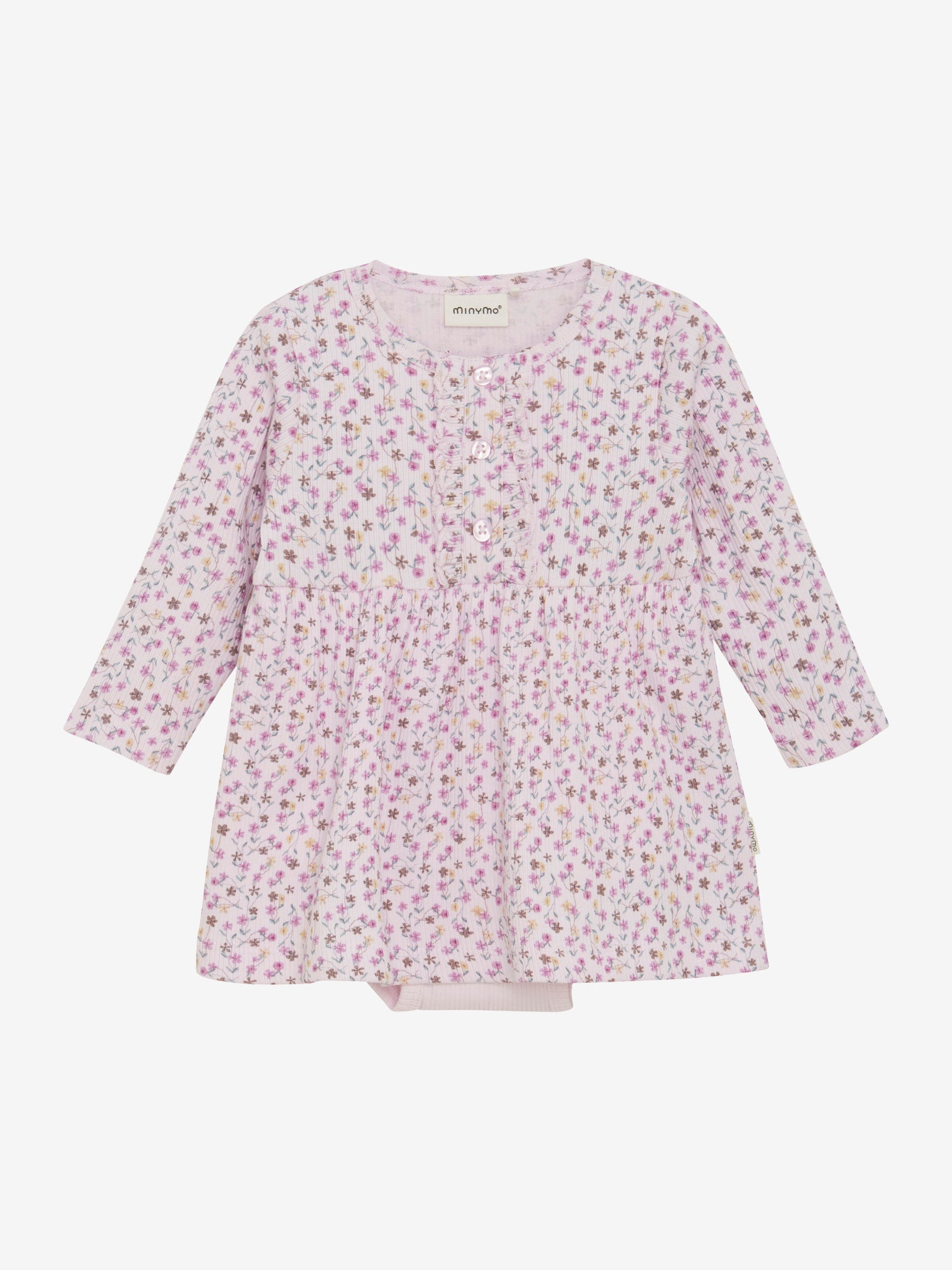 Dieses elegante rosa Kleid von MINYMO besticht durch ein durchgängiges florales Muster, das einen stilvollen und femininen Look verleiht.