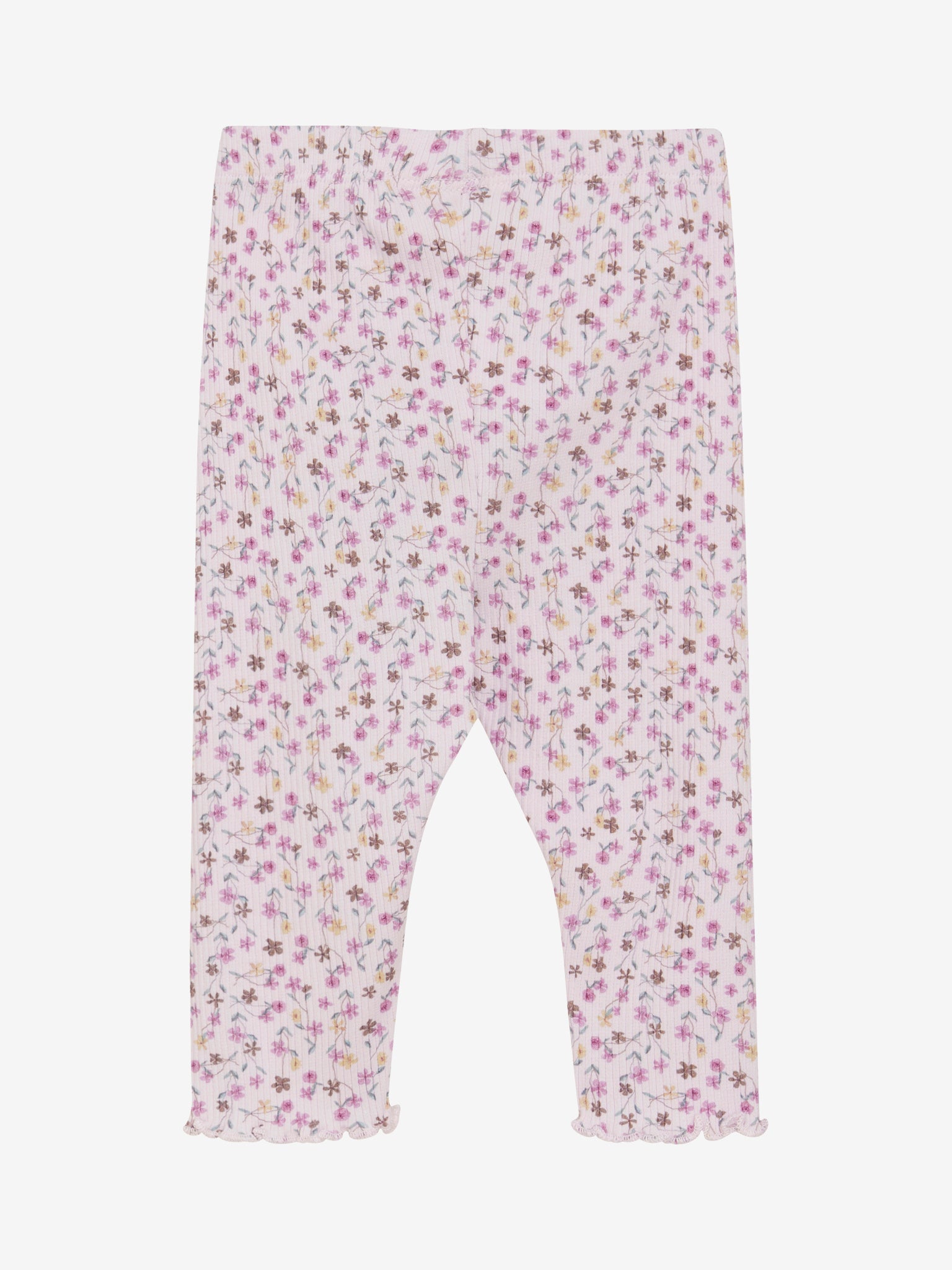 Diese gerippte Leggings von MINYMO begeistert mit einem verspielten Allover-Blumenmuster und süßen kleinen Knöpfen – perfekt für einen fröhlichen Look.