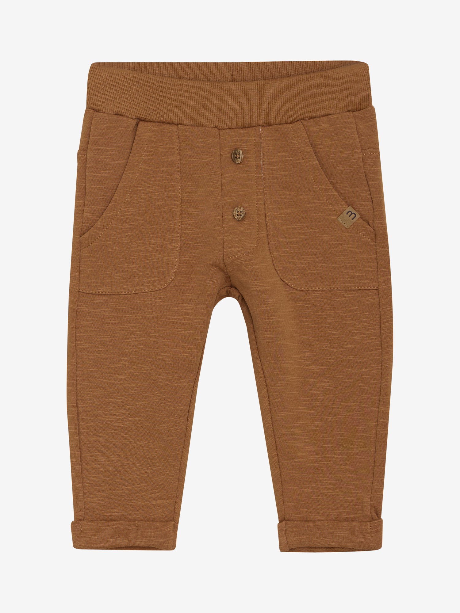 Bequeme braune Sweatpants mit verspielten Knöpfen von MINYMO, die jedem Outfit einen charmanten Twist verleihen.