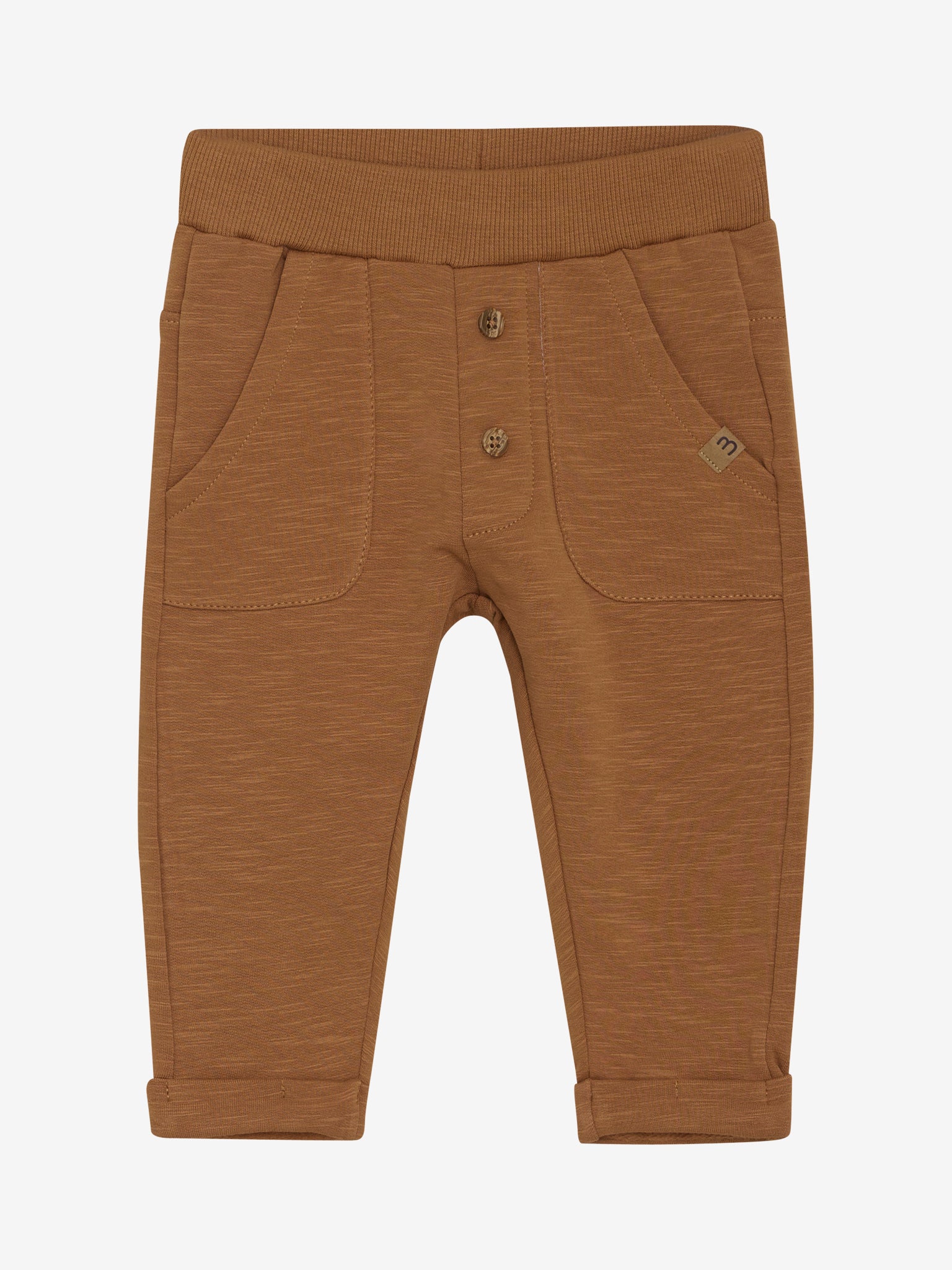 Bequeme braune Sweatpants mit verspielten Knöpfen von MINYMO, die jedem Outfit einen charmanten Twist verleihen.