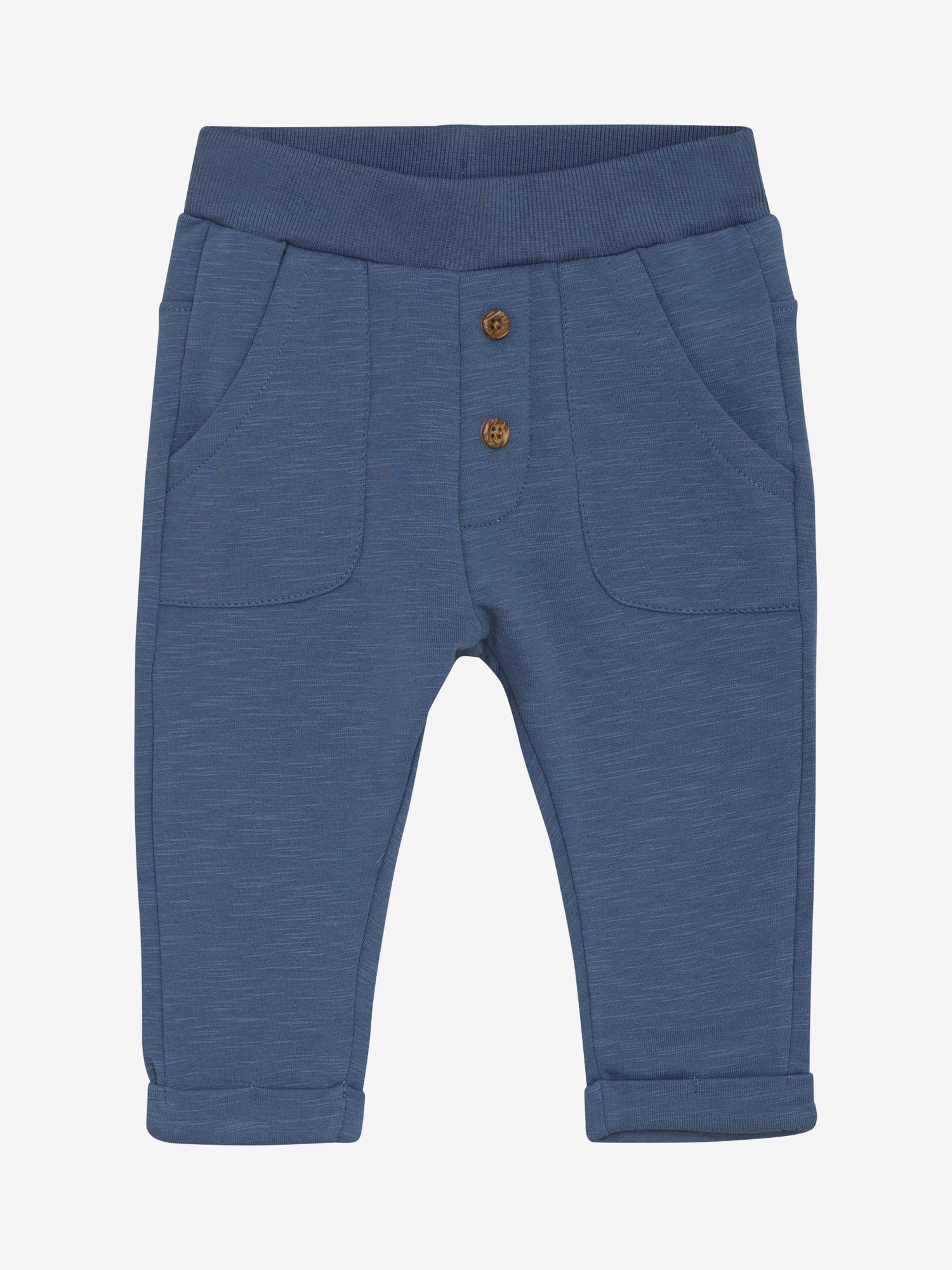 Diese blauen Sweatpants von MINYMO sind mit niedlichen kleinen Knöpfen verziert und sorgen für einen verspielten Look.
