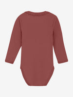 Der rote, gerippte Body von MINYMO besticht durch ein elegantes Rüschendetail am Kragen.