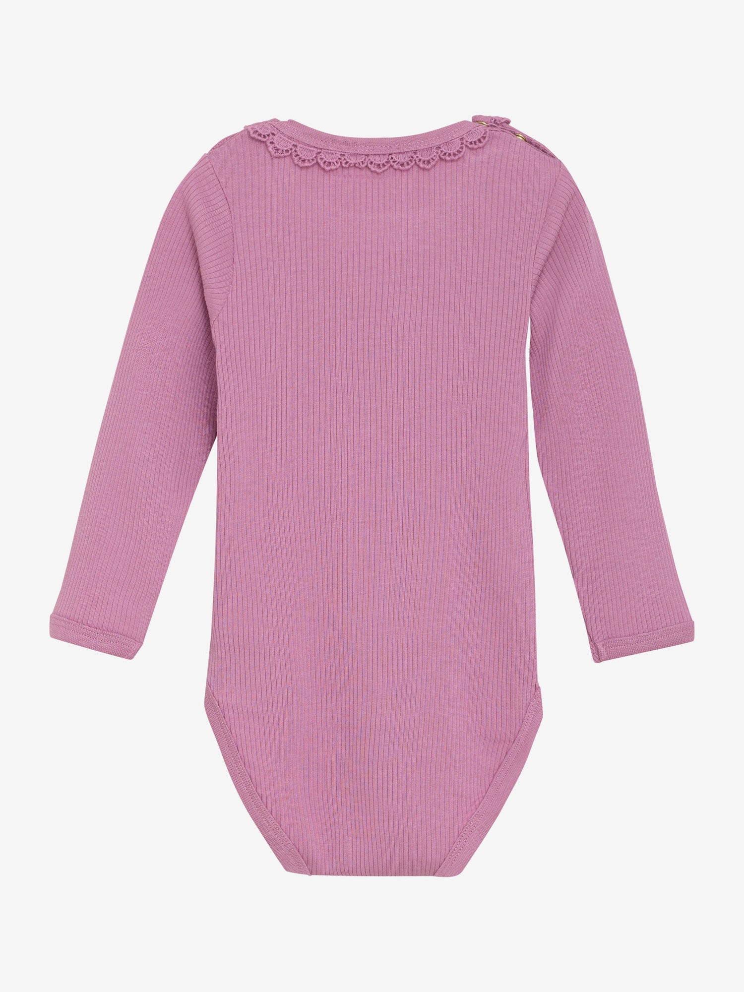 Dieser rosa, gerippte Body von MINYMO besticht durch ein elegantes Detail am Kragen, das dem Design eine besondere Note verleiht.