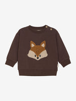 Dieses braune Langarm-Sweatshirt von MINYMO besticht durch ein elegantes Fuchs-Motiv und verbindet Komfort mit stilvoller Raffinesse.