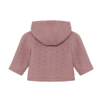 Die zart rosa Strickjacke von Minymo ist mit einem weichen Futter und einer Kapuze ausgestattet, die für zusätzlichen Schutz und Komfort sorgt. Dieses Design vereint funktionale Wärme mit einem ansprechenden Look, der sich ideal für die kühleren Tage eignet.&nbsp;