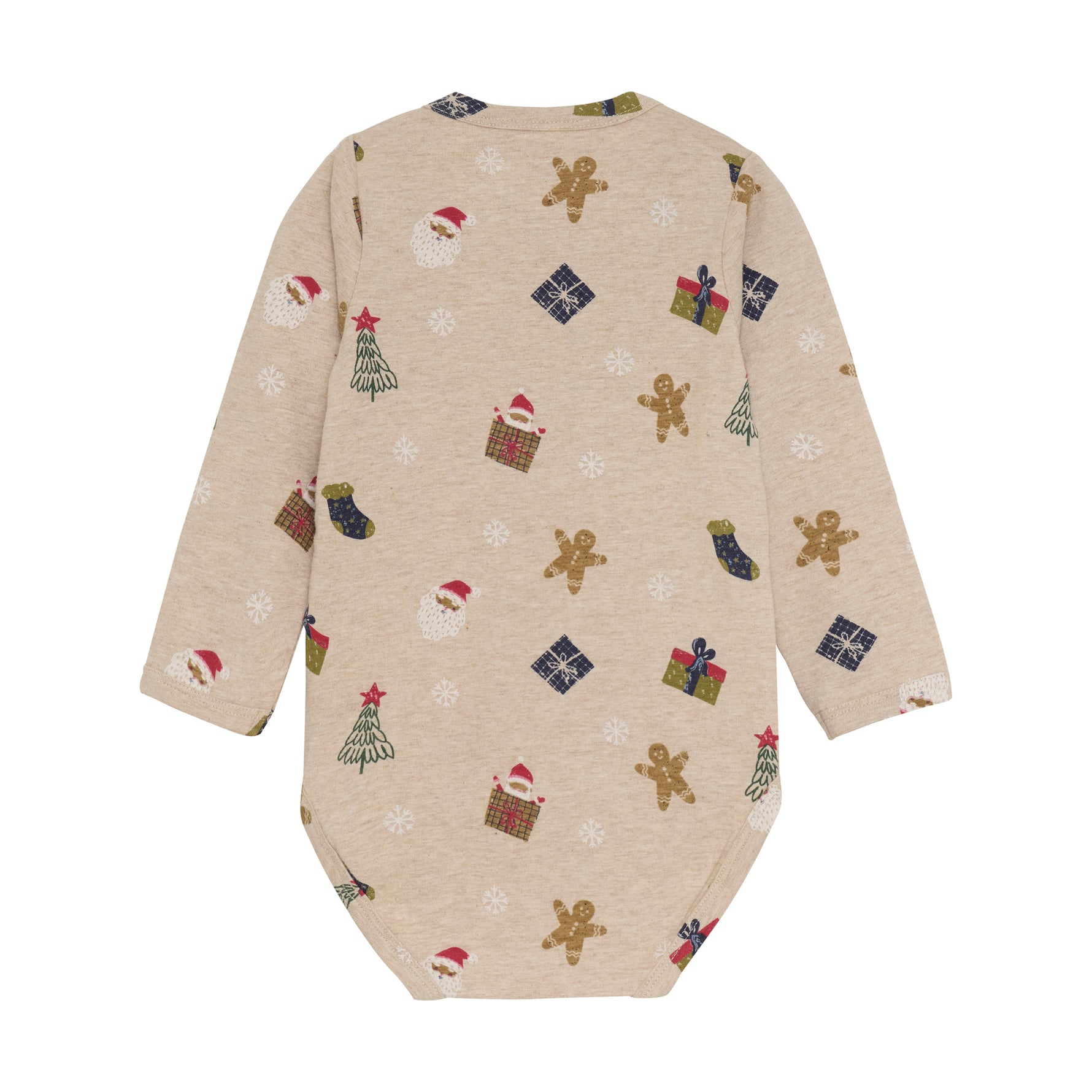 Dieses langärmelige Body von MINYMO besticht durch einen festlichen All-Over-Weihnachtsprint und sorgt für gemütlichen Tragekomfort in der kalten Jahreszeit.