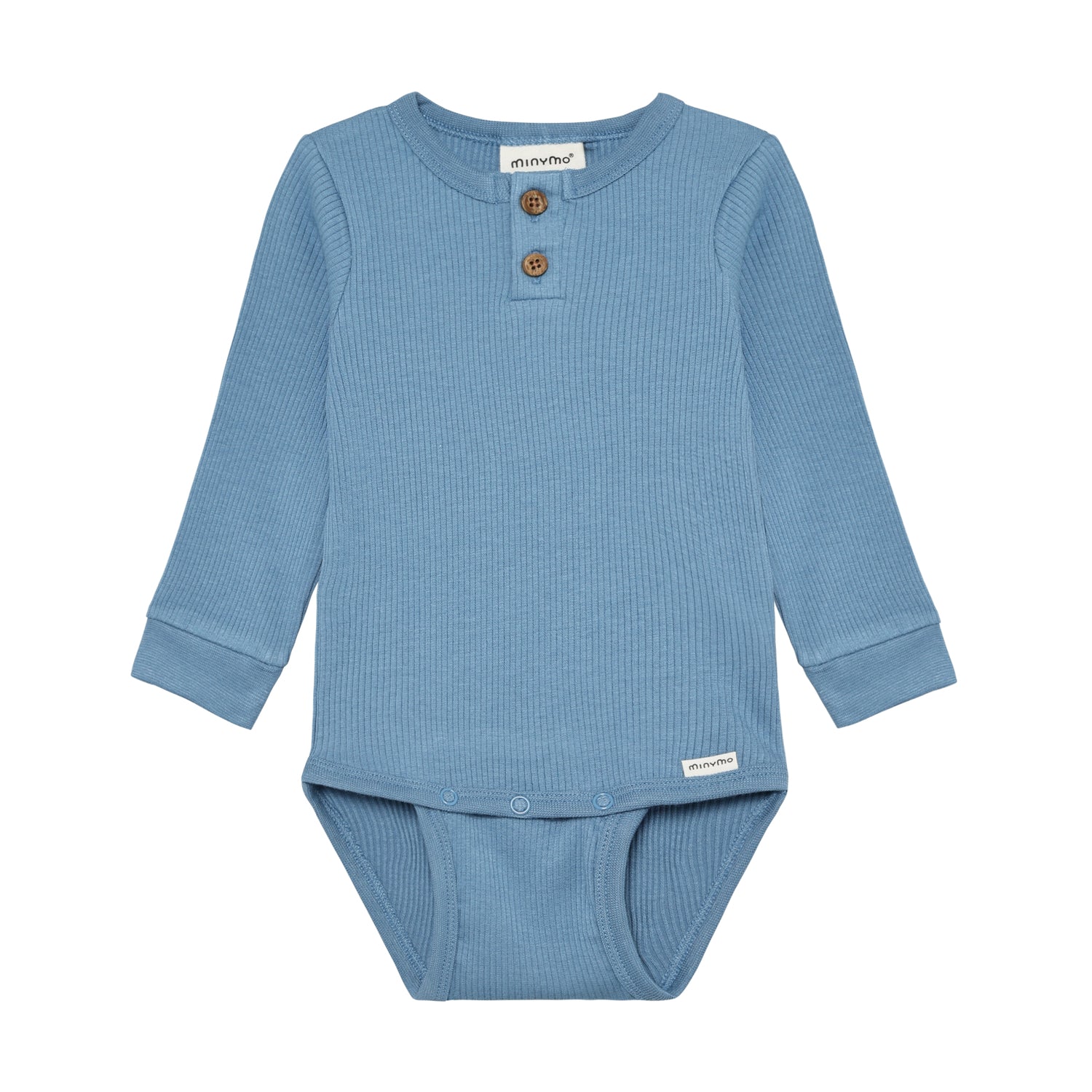 Blauer mitwachsender langarm Body von MINYMO.