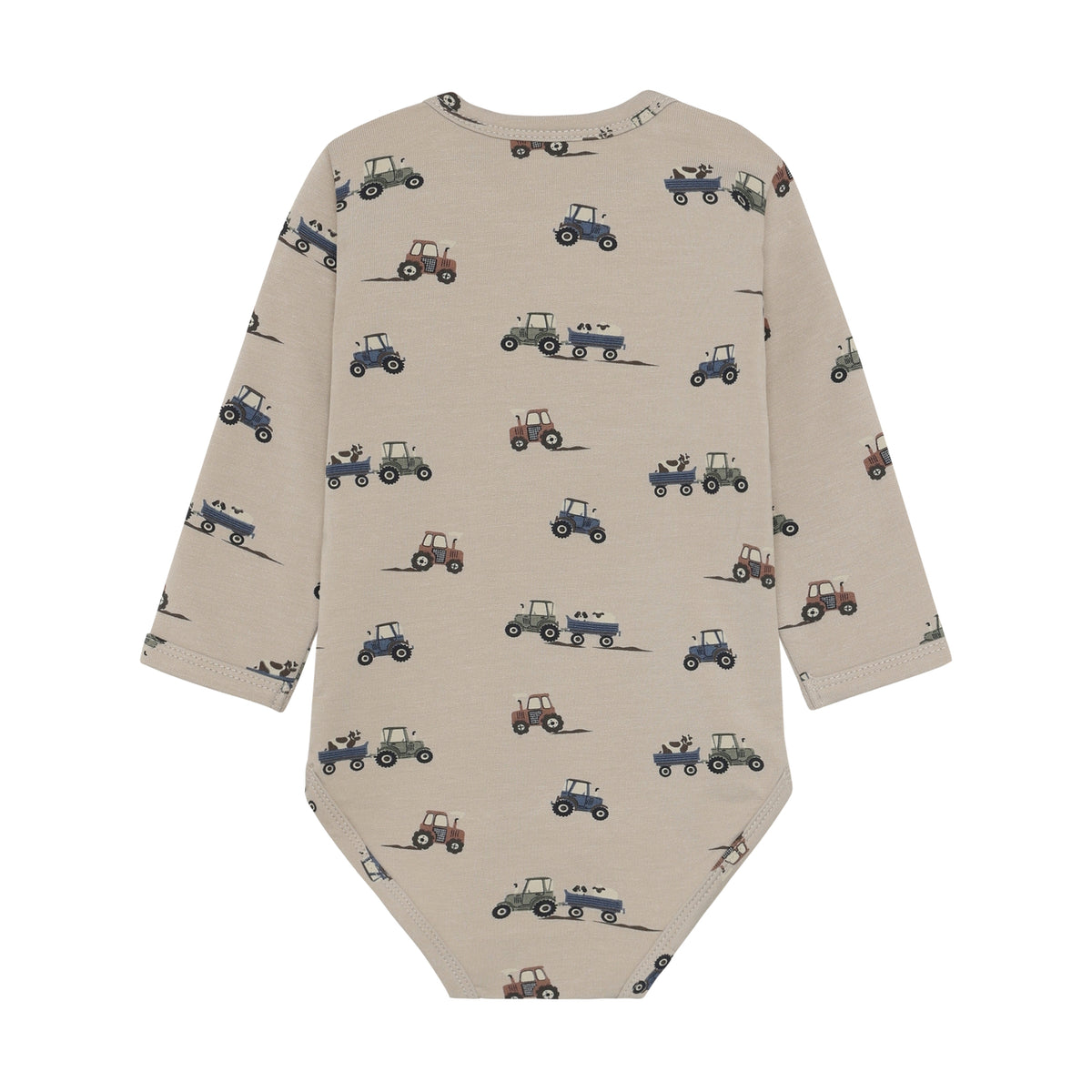 Langärmeliger Body von Minymo mit charmanten Traktormotiven – perfekt für kleine Traktor-Fans. Aus weicher Viscose-Baumwoll-Mischung mit Elasthan für optimalen Komfort und Bewegungsfreiheit.