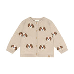 Gemütlicher beiger Knit Cardigan von Minymo mit niedlichen Hunde Motiven – perfekt für kleine Tierfreunde, die es kuschelig lieben.