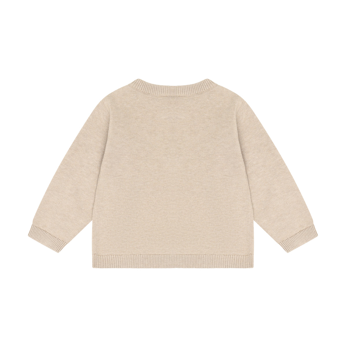 Gemütlicher beiger Knit Cardigan von Minymo mit niedlichen Hunde Motiven – perfekt für kleine Tierfreunde, die es kuschelig lieben.