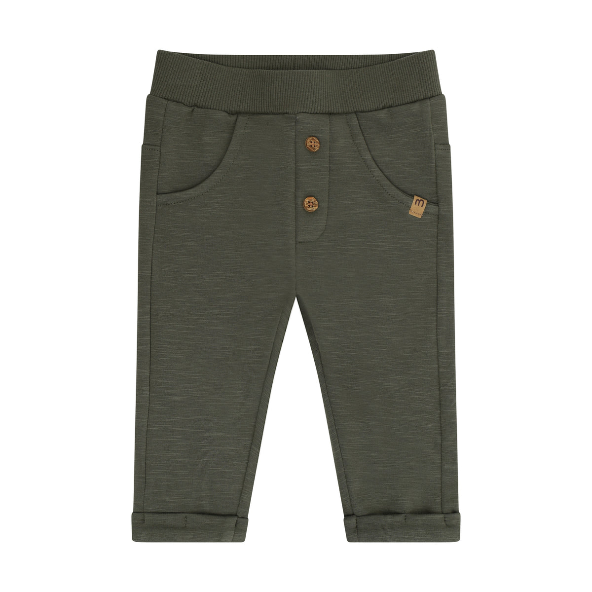 Bequeme Sweatpants in Dunkelgrün von Minymo – aus Bio-Baumwolle mit Elasthan für optimale Bewegungsfreiheit.