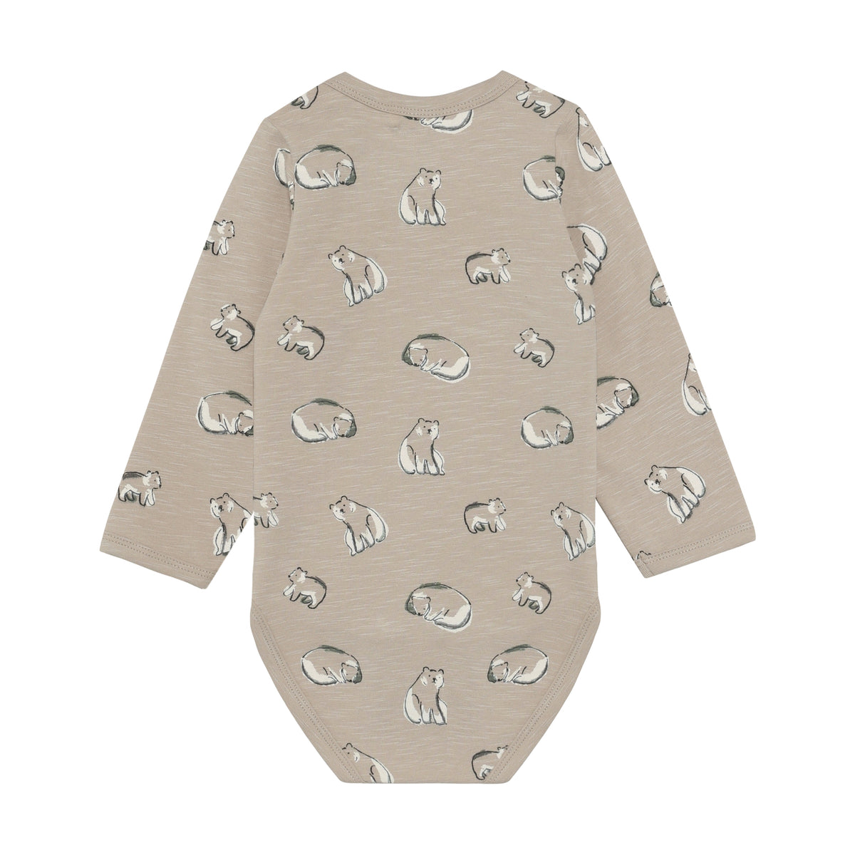 Hochwertiger Langarm-Body von Minymo mit charmanten All-Over-Tiermotiven – perfekt für kleine Entdecker, die Komfort und Stil lieben.