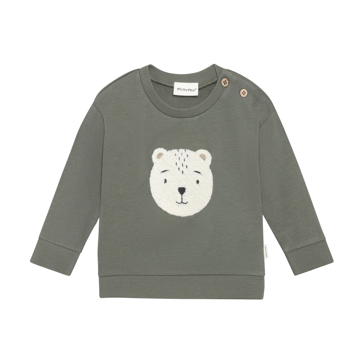 Langarm Sweatshirt von Minymo mit süßem Bären Design aus angenehmer Viscose-Baumwoll-Mischung - perfekt für kalte Tage.