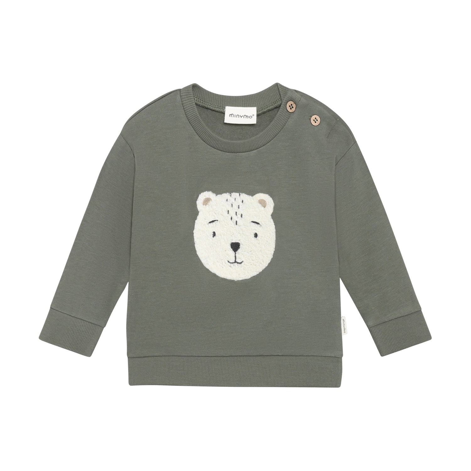 Langarm Sweatshirt von Minymo mit süßem Bären Design aus angenehmer Viscose-Baumwoll-Mischung - perfekt für kalte Tage.