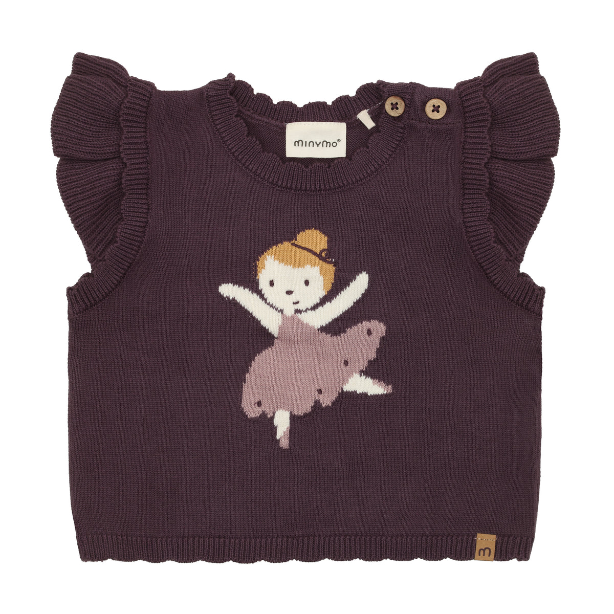 Elegante Strickweste von Minymo aus 100% Baumwolle mit charmanten Ballerina-Details – das perfekte Lieblingsstück für kleine Fashionistas von Minymo.

