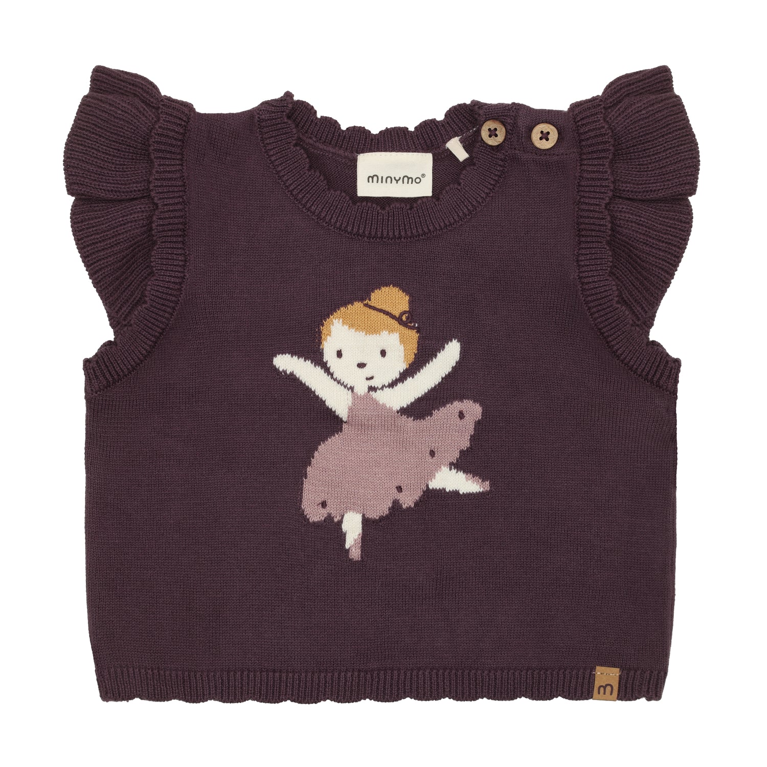 Elegante Strickweste von Minymo aus 100% Baumwolle mit charmanten Ballerina-Details – das perfekte Lieblingsstück für kleine Fashionistas von Minymo.

