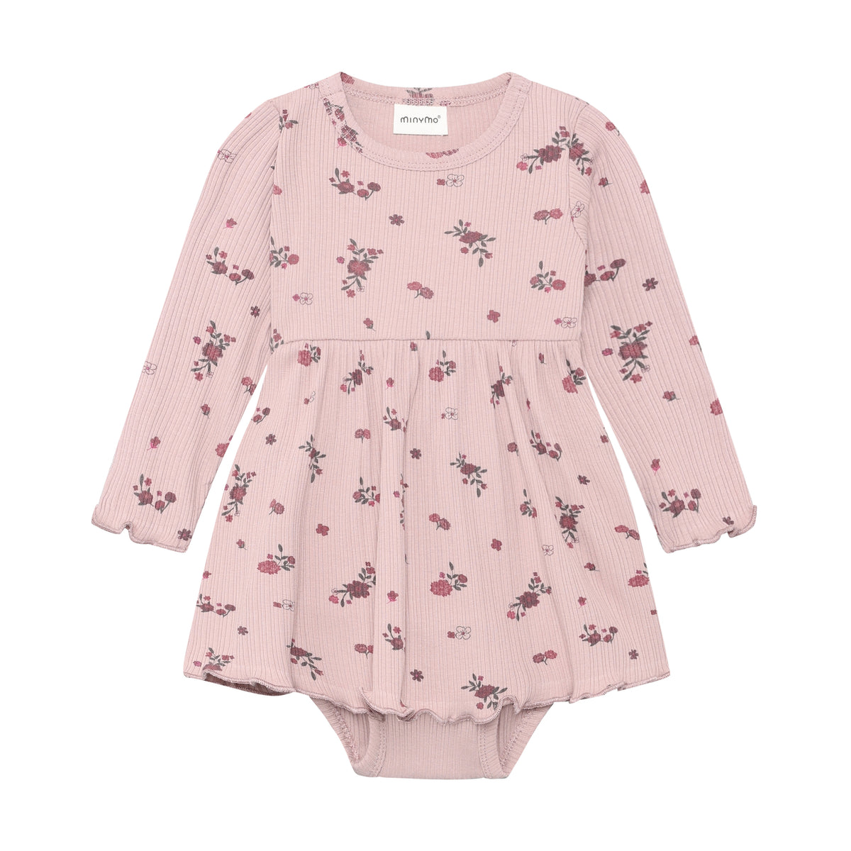 Ein weiches Body Kleid von Minymo mit langen Ärmeln und zarten Blumenmustern – perfekt für jeden Tag. Die Mischung aus Baumwolle und Elastane sorgt für Komfort und Bewegungsfreiheit.