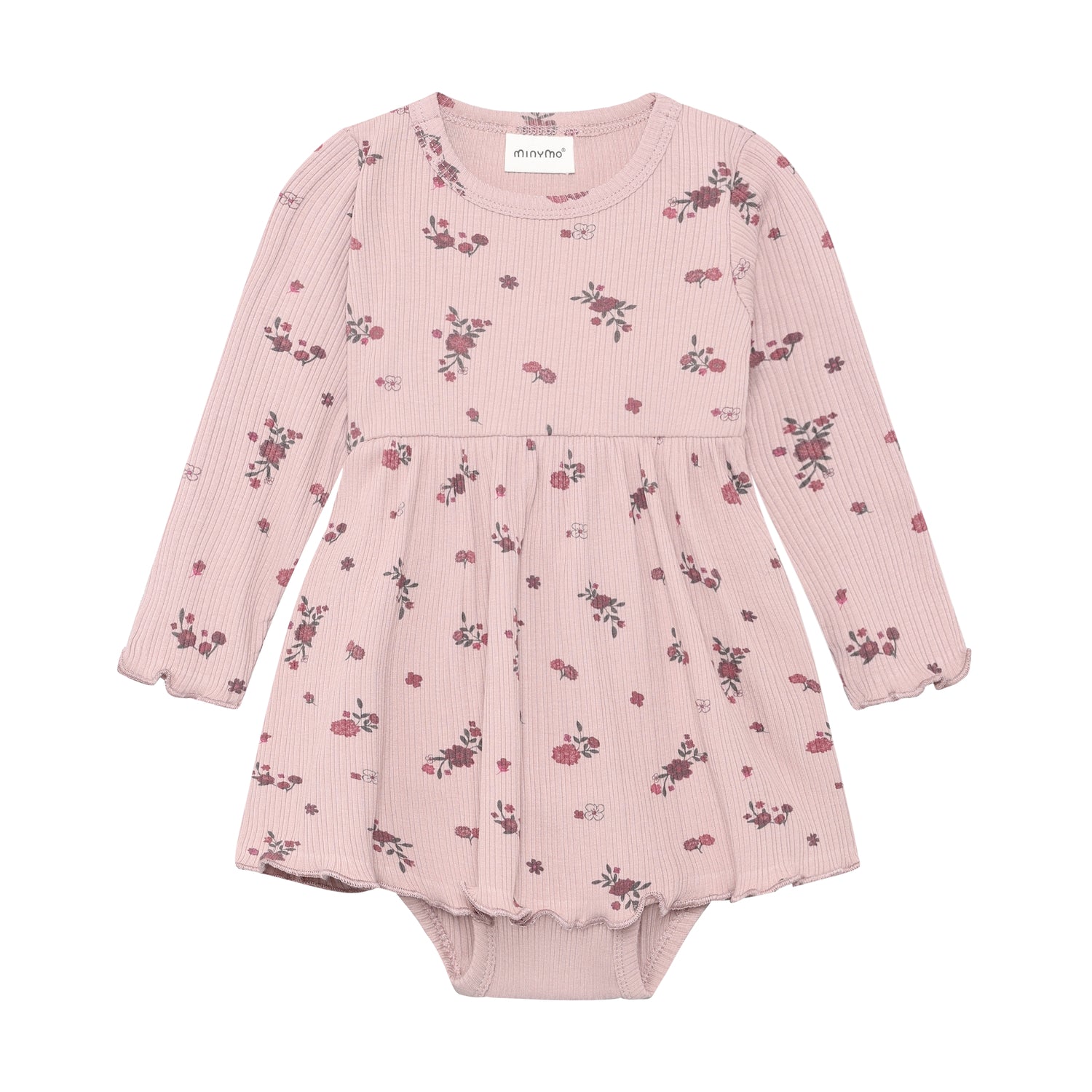Ein weiches Body Kleid von Minymo mit langen Ärmeln und zarten Blumenmustern – perfekt für jeden Tag. Die Mischung aus Baumwolle und Elastane sorgt für Komfort und Bewegungsfreiheit.