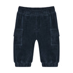 Elegante dunkelblaue Velours-Hose von Minymo aus hochwertiger Baumwollmischung mit Elasthananteil für optimale Bewegungsfreiheit und Tragekomfort.