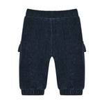 Elegante dunkelblaue Velours-Hose von Minymo aus hochwertiger Baumwollmischung mit Elasthananteil für optimale Bewegungsfreiheit und Tragekomfort.