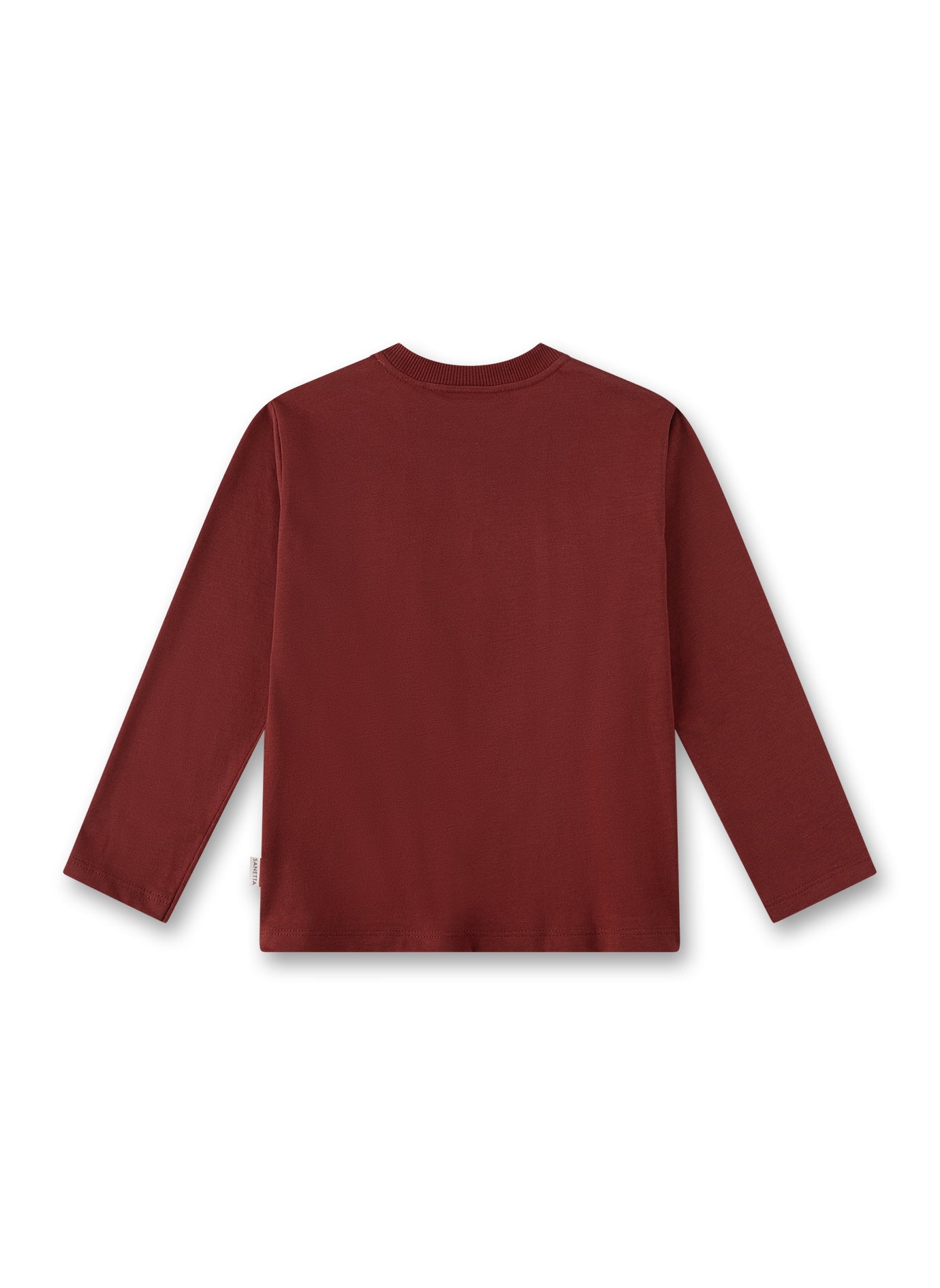 Langarmshirt für kleine Natur-Fans mit einem stilisierten Kanufahrer in den Bergen als modisches Artwork von Sanetta