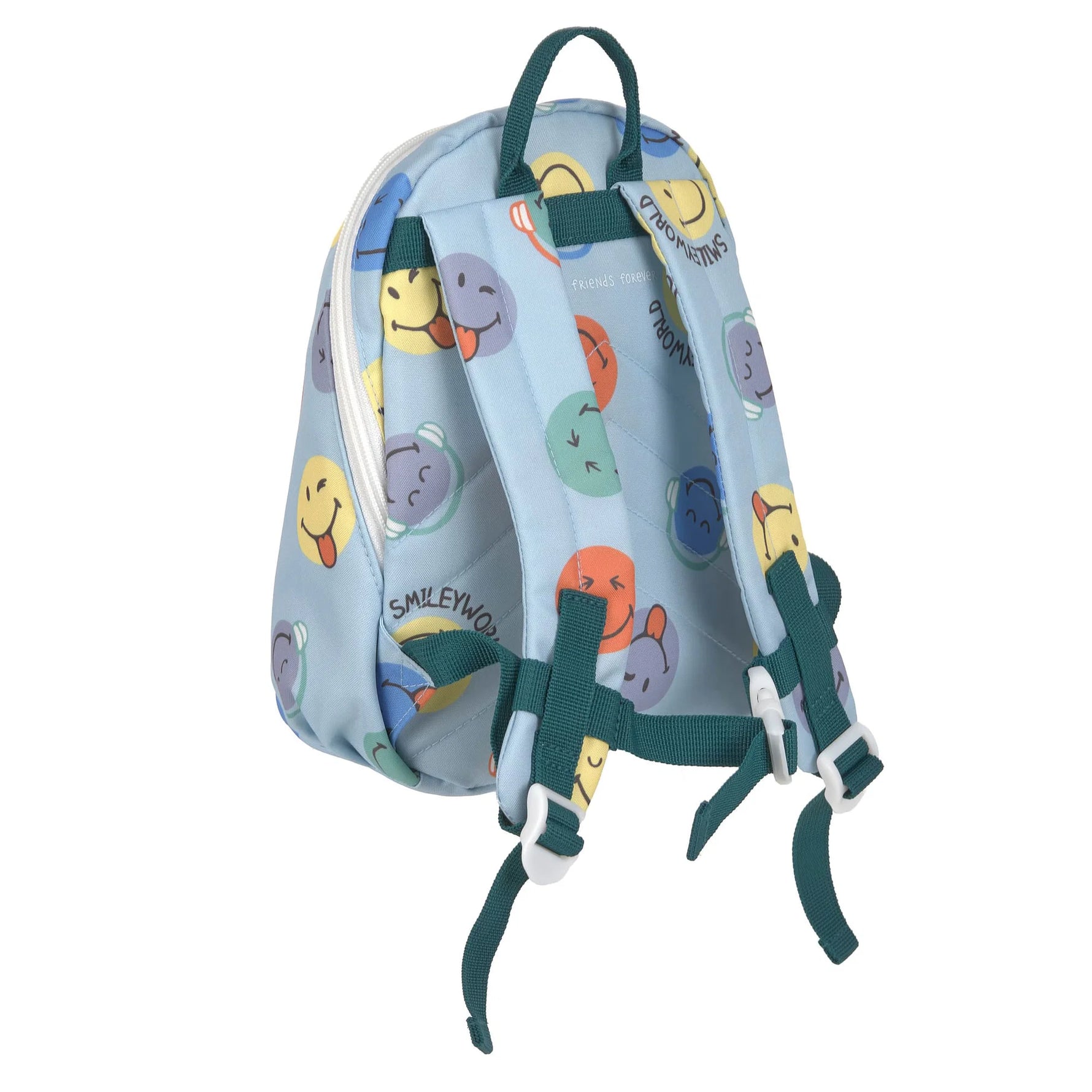 Der blaue Kinderrucksack aus der LÄSSIG x SmileyWorld® Kollektion ist mit 3,5 Liter Volumen ideal für Kinder ab 2 Jahren. Farbenfrohe Prints und durchdachte Details machen ihn zu einem treuen Begleiter – in der Kita und darüber hinaus.